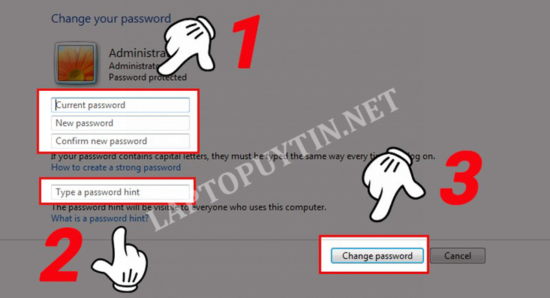 chọn Change password